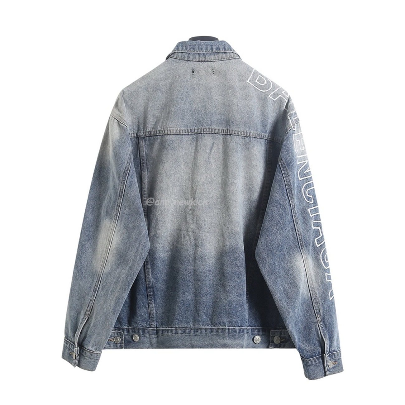 Balenciaga Logo Embroidered Denim Jacket Blue (4) - newkick.app